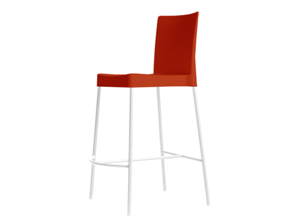 Taburete Valencia Rojo, base blanca
