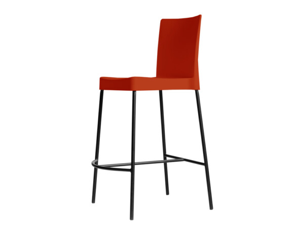 Taburete Valencia rojo, base negro mate